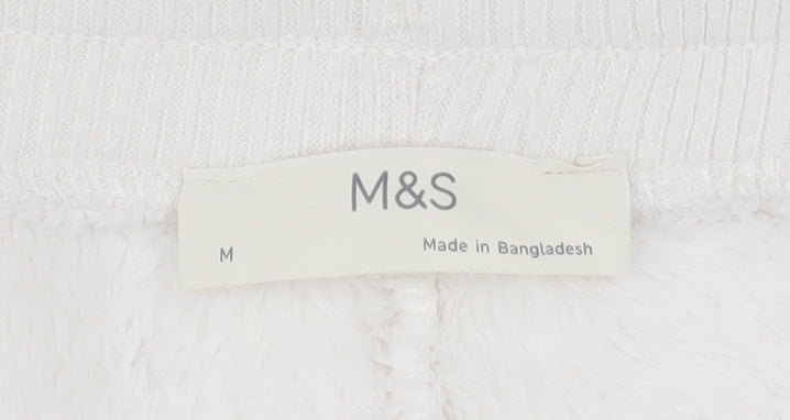 Marks and Spencer Womens White M Jogger Sweatpants Fleece Trousers