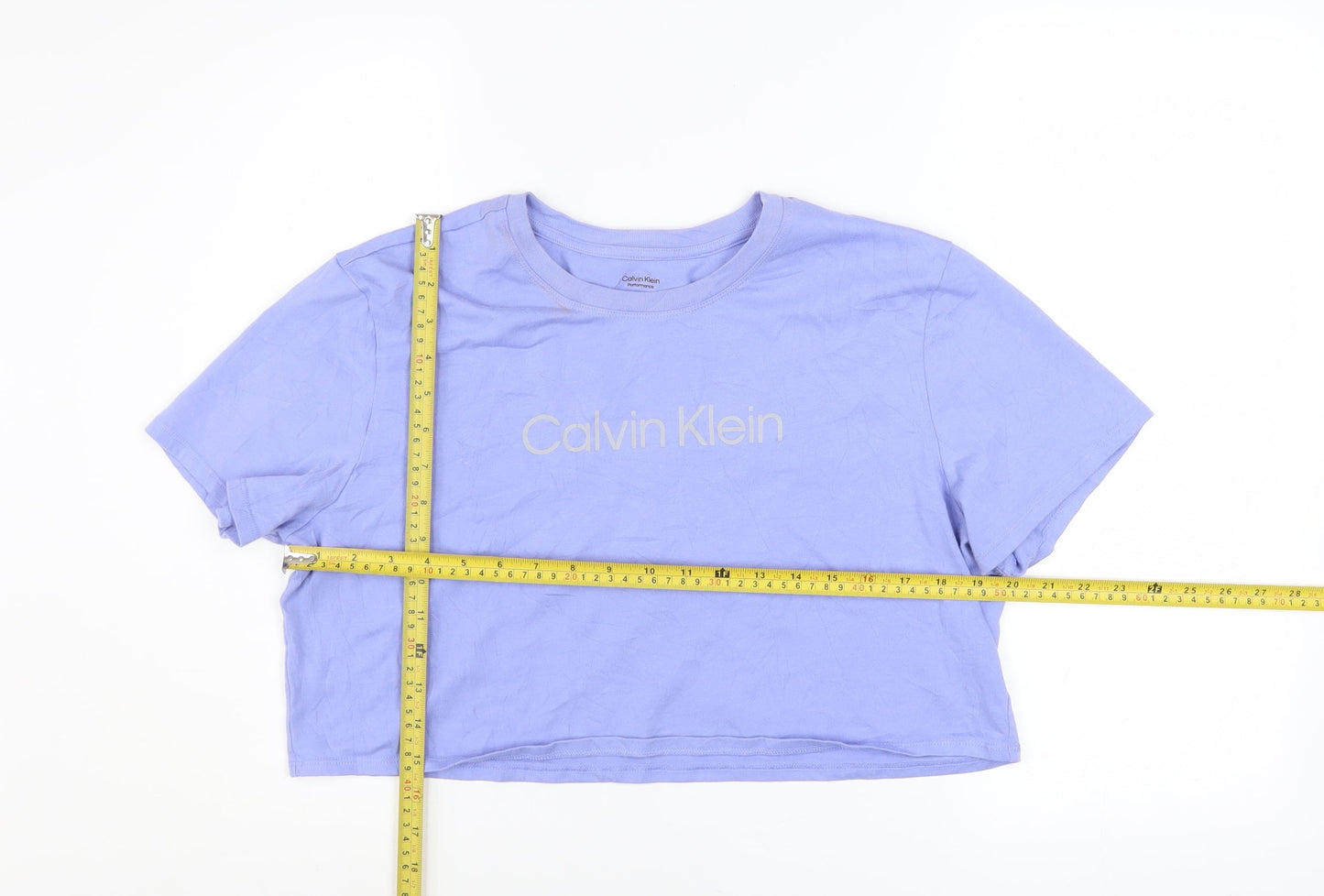 Calvin Klein Women Purple Cropped T-Shirt XL Relaxed Fit