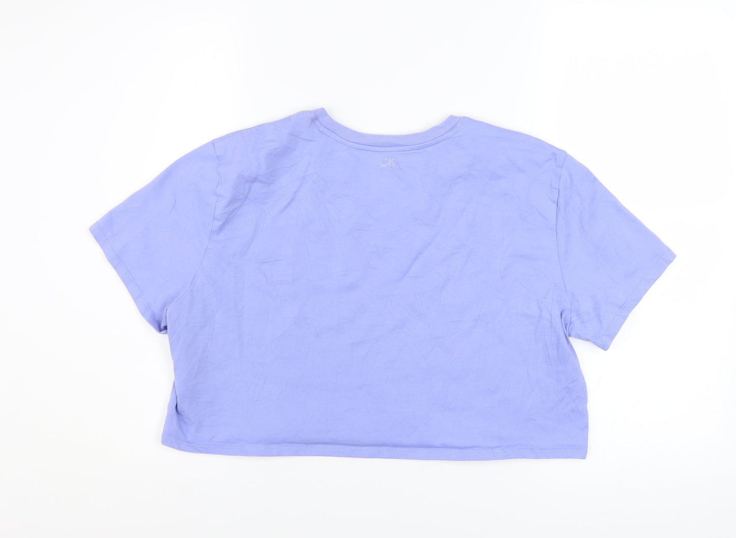 Calvin Klein Women Purple Cropped T-Shirt XL Relaxed Fit