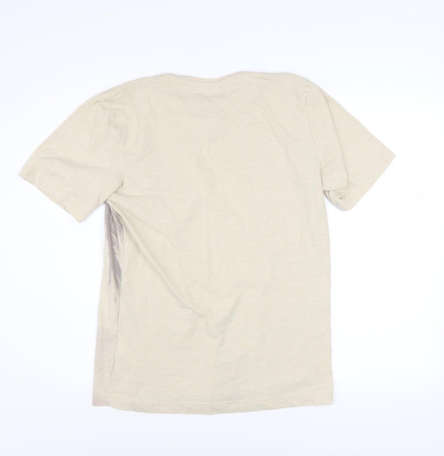 Tokyo Laundry Men's Beige Beach Print Regular Fit T-Shirt Medium