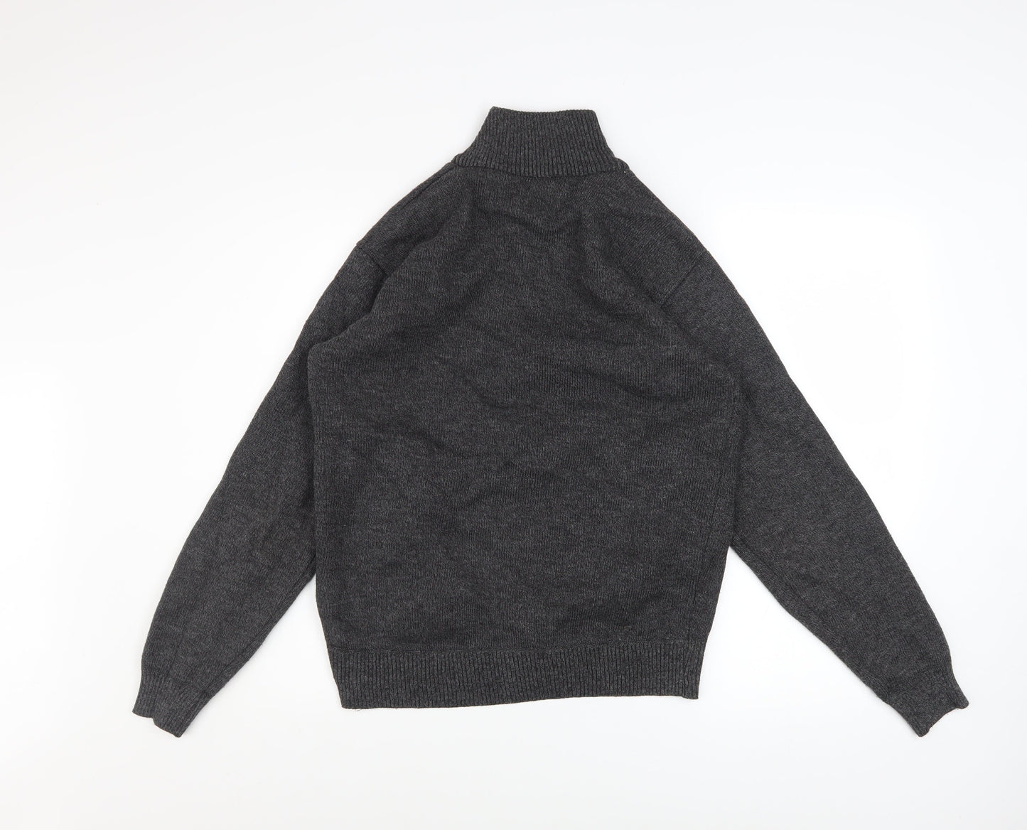 Foglie Rosse Men's Grey Wool Blend Full Zip Knit Jacket M