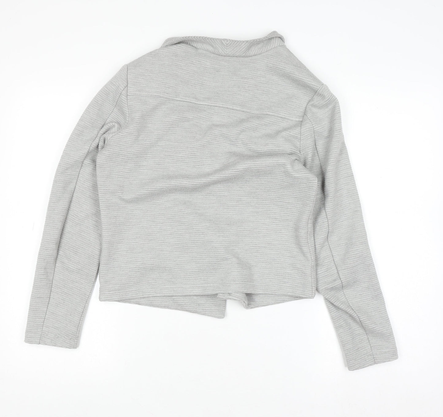 Episode Women's Grey Cropped Biker Jacket Size S Polyester Blend