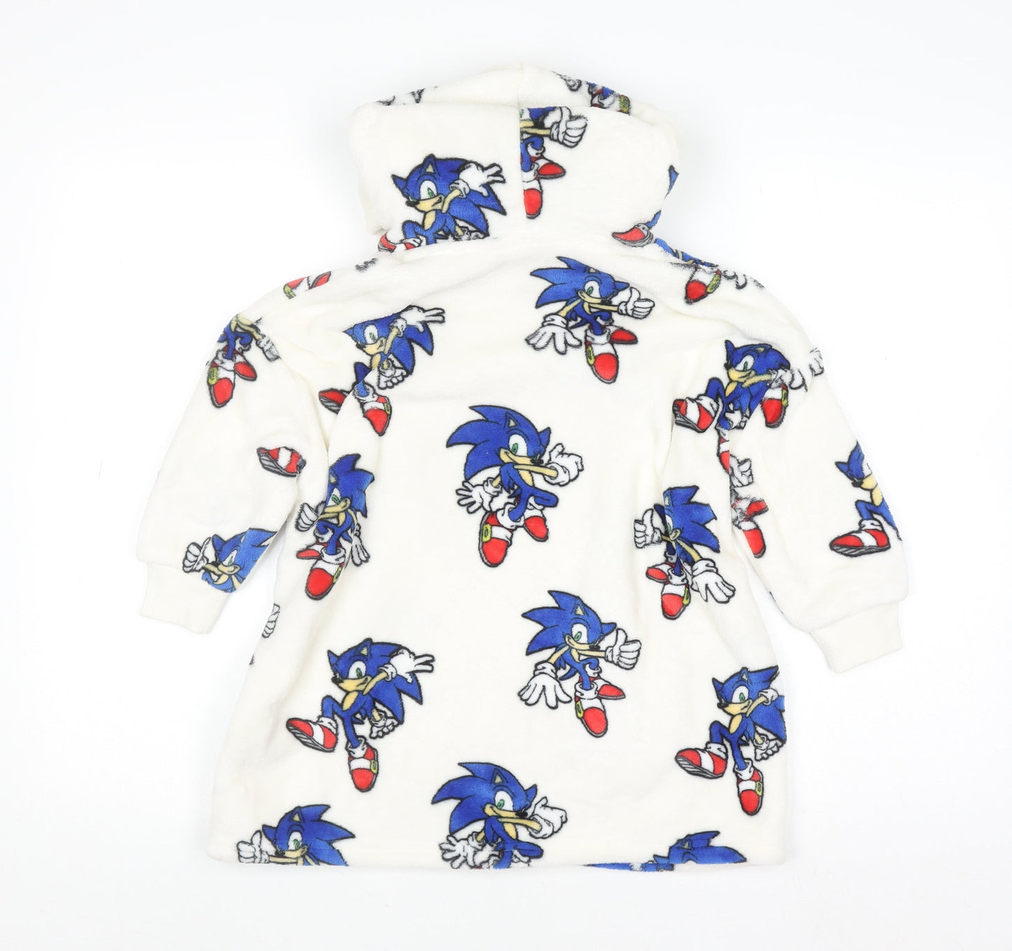 Marks and Spencer Boys White Sonic the Hedgehog Fleece Hooded Robe 3-4 Years