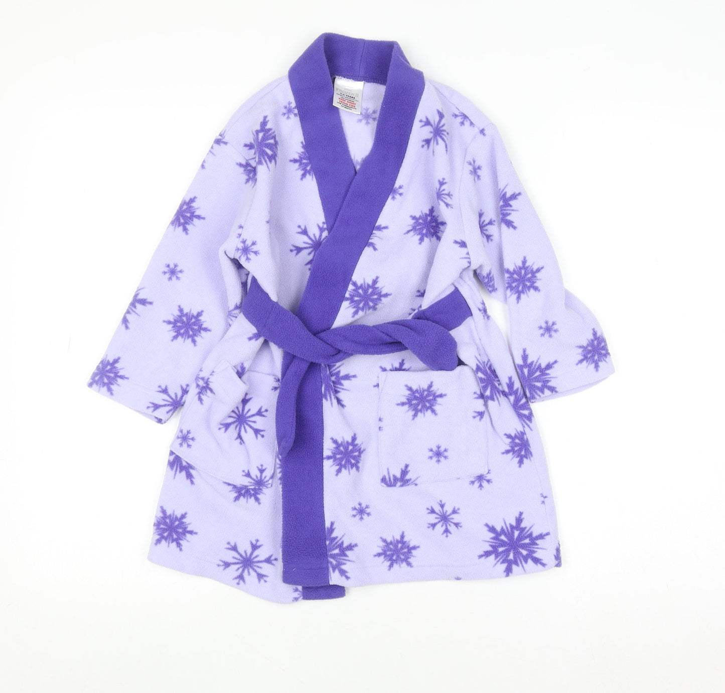 Disney Frozen Girls Purple Fleece Robe 3-4 Years Belted Long Sleeve