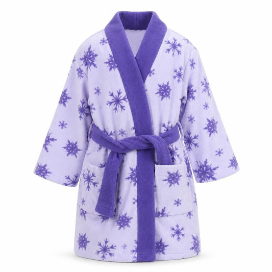 Disney Frozen Girls Purple Fleece Robe 3-4 Years Belted Long Sleeve