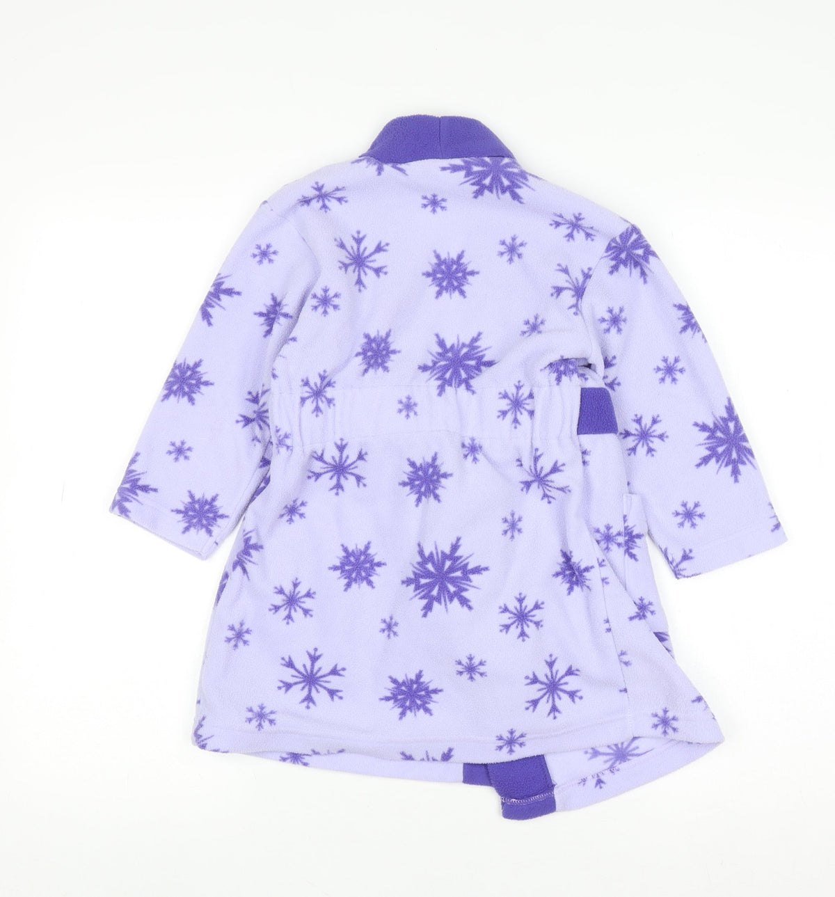 Disney Frozen Girls Purple Fleece Robe 3-4 Years Belted Long Sleeve