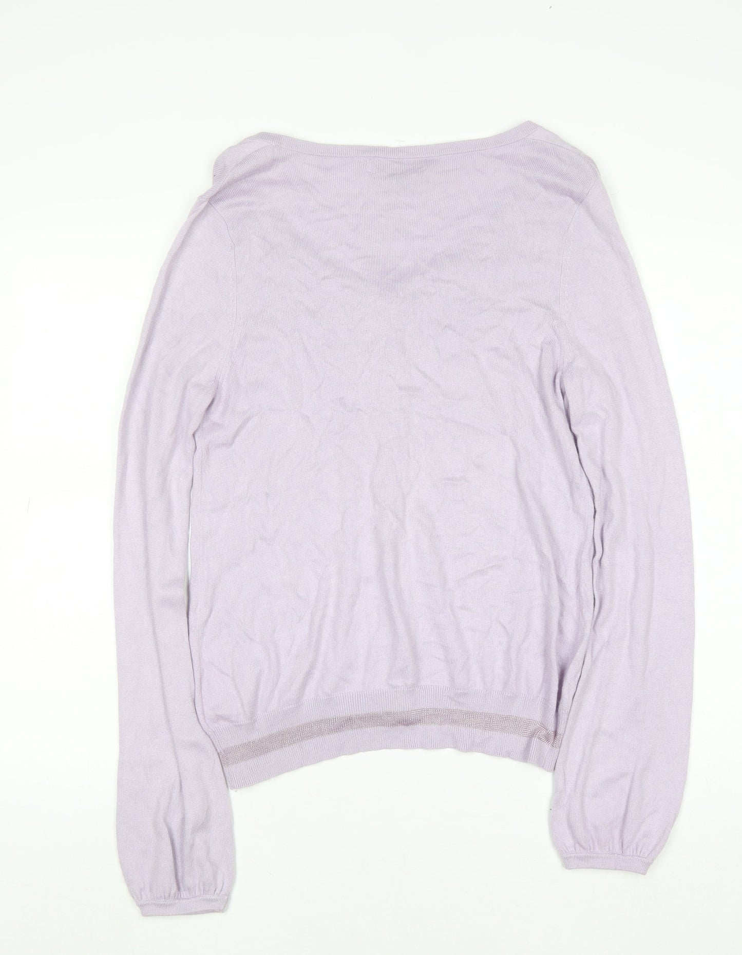 Episode Women's Purple Beaded Cardigan in Medium Size - Lightweight Knit