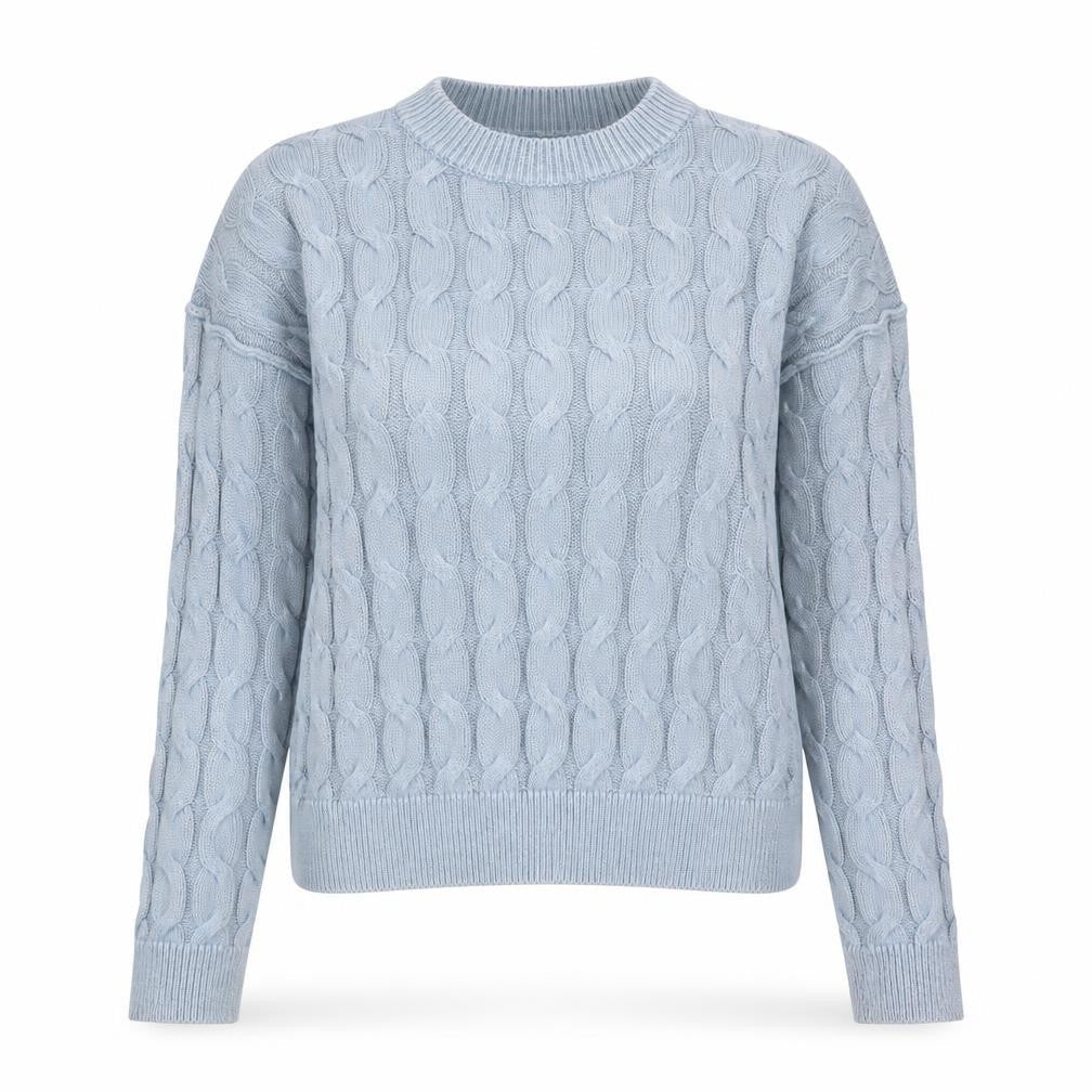 New Look Women Blue Cable-Knit Cotton Jumper Size M