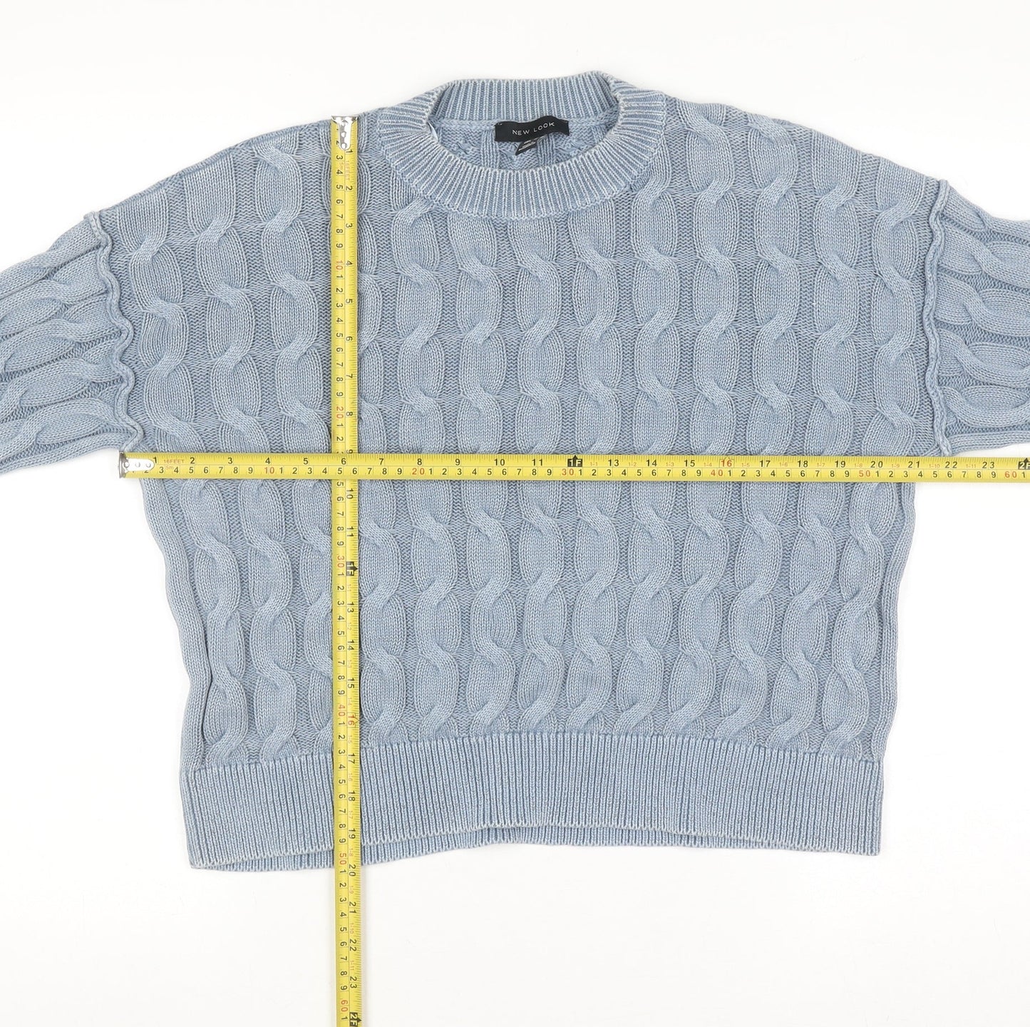 New Look Women Blue Cable-Knit Cotton Jumper Size M