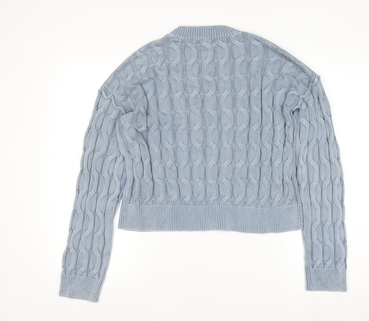 New Look Women Blue Cable-Knit Cotton Jumper Size M