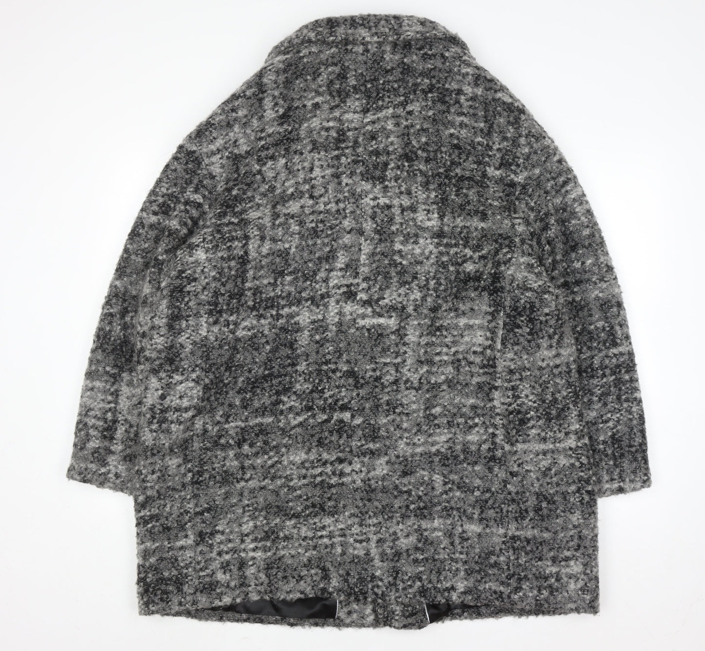 Marks and Spencer Women Grey Check Wool Blend Mid-Length Overcoat UK 20