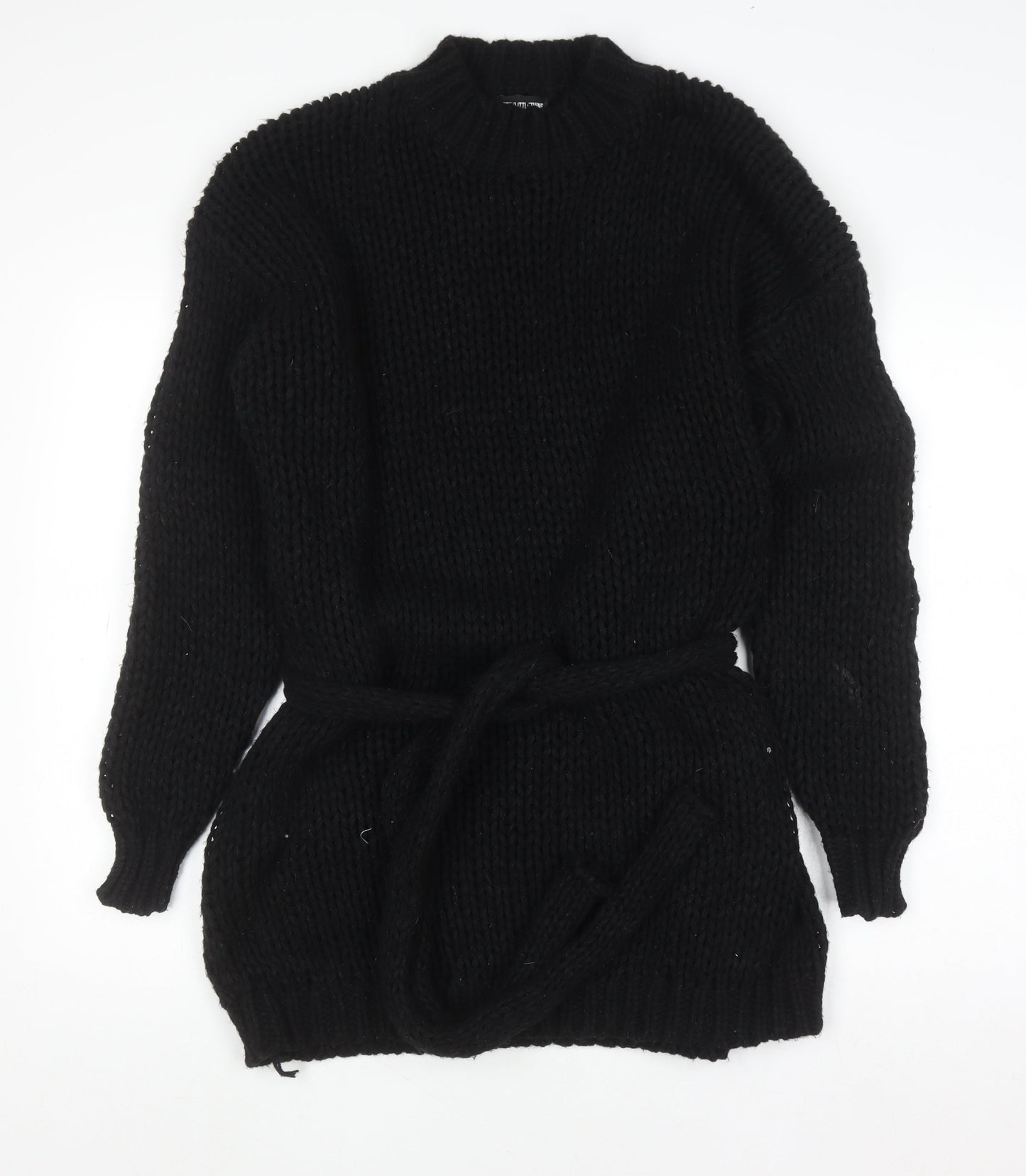 PrettyLittleThing Women’s Black Knit Belted Jumper Dress Size S