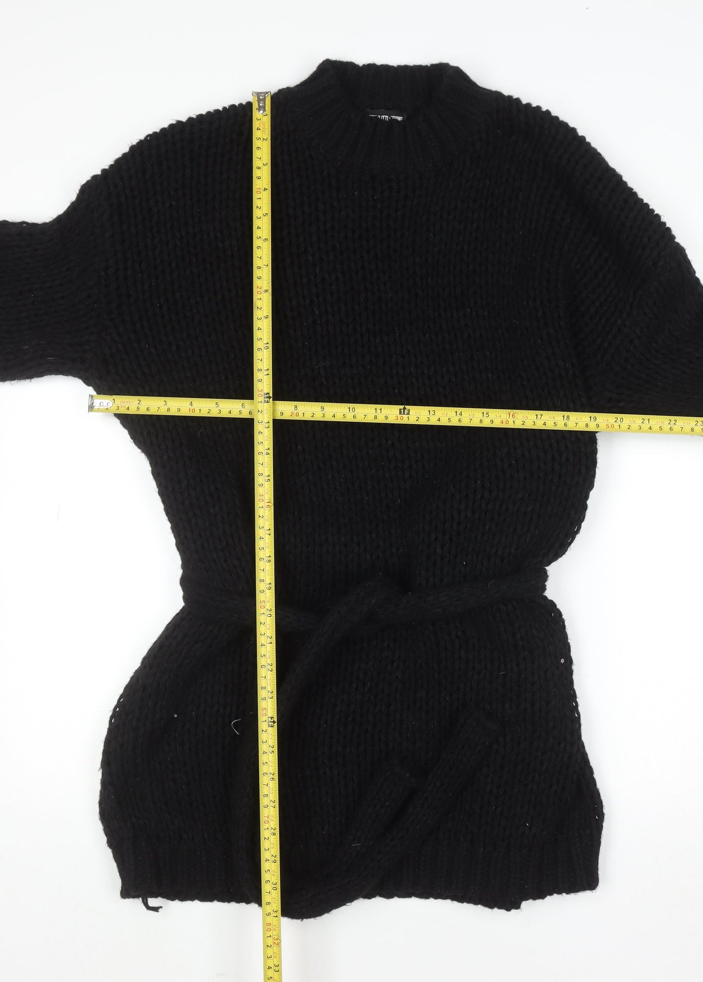 PrettyLittleThing Women’s Black Knit Belted Jumper Dress Size S