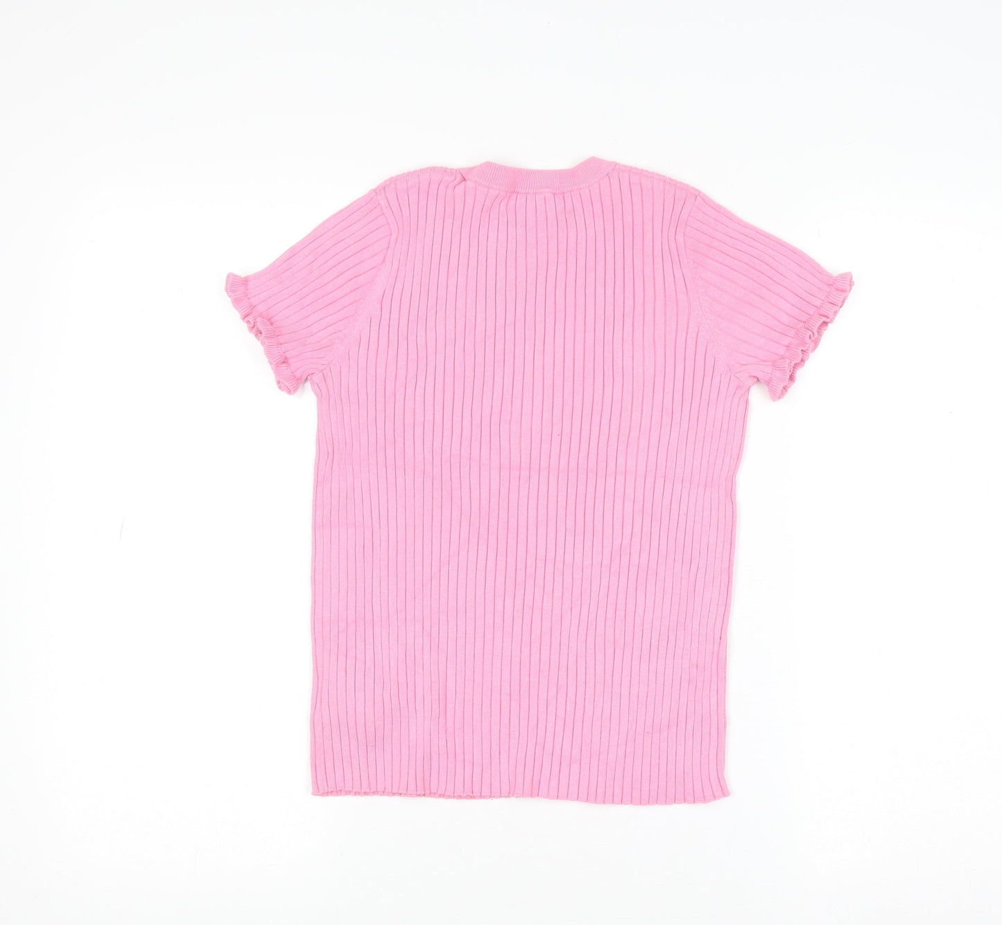 H&M Teens Pink Ribbed Short Sleeve Knit T-Shirt Size 8