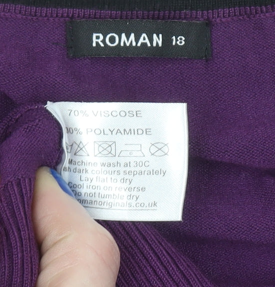 Roman Women’s Purple Polka Dot Scoop Neck Long Sleeve Jumper Size 18