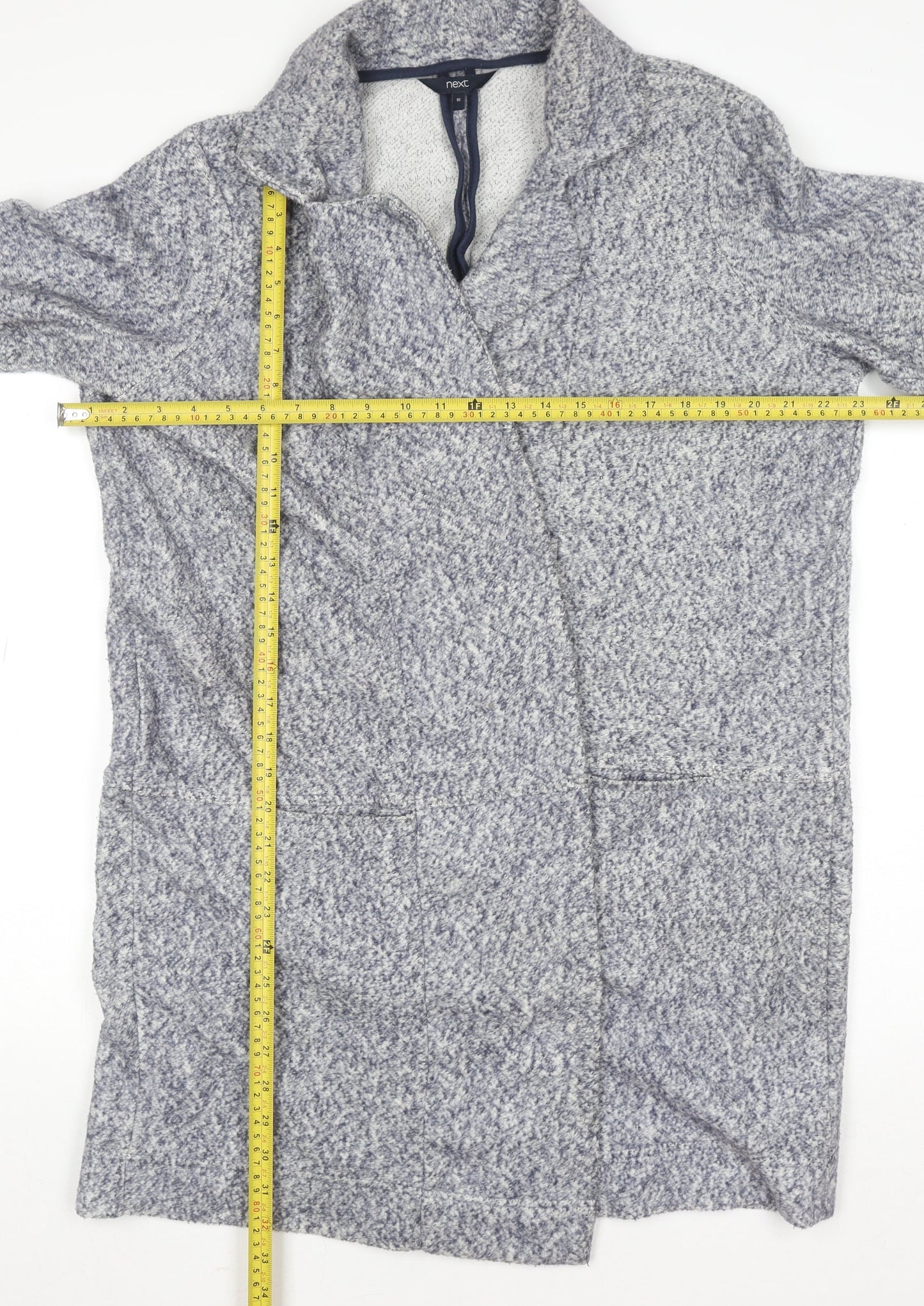 Next Women’s Grey Collared Knit Long Sleeve Open Cardigan Size 16