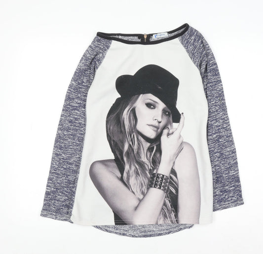 Jump & Fish Women's Grey Graphic Long Sleeve Jersey Top Size S/M