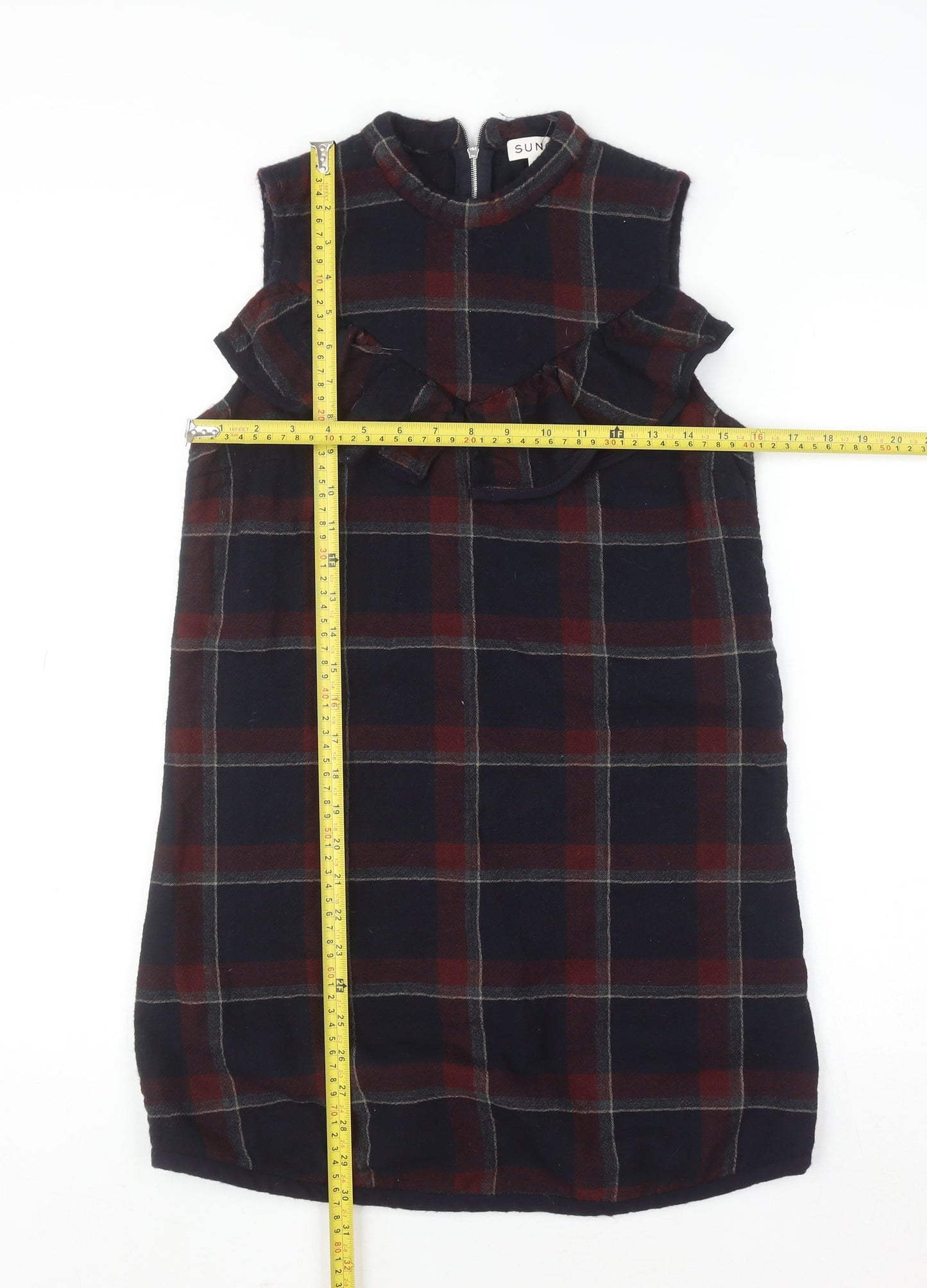 SUNO Women’s Multicoloured Wool Silk Sleeveless Shift Dress Size 8
