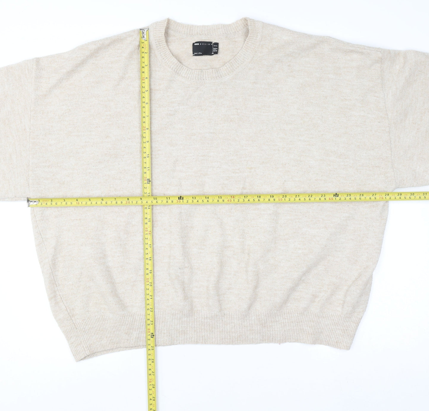 ASOS Design Women’s Beige Crew Neck Pullover Jumper Size 22
