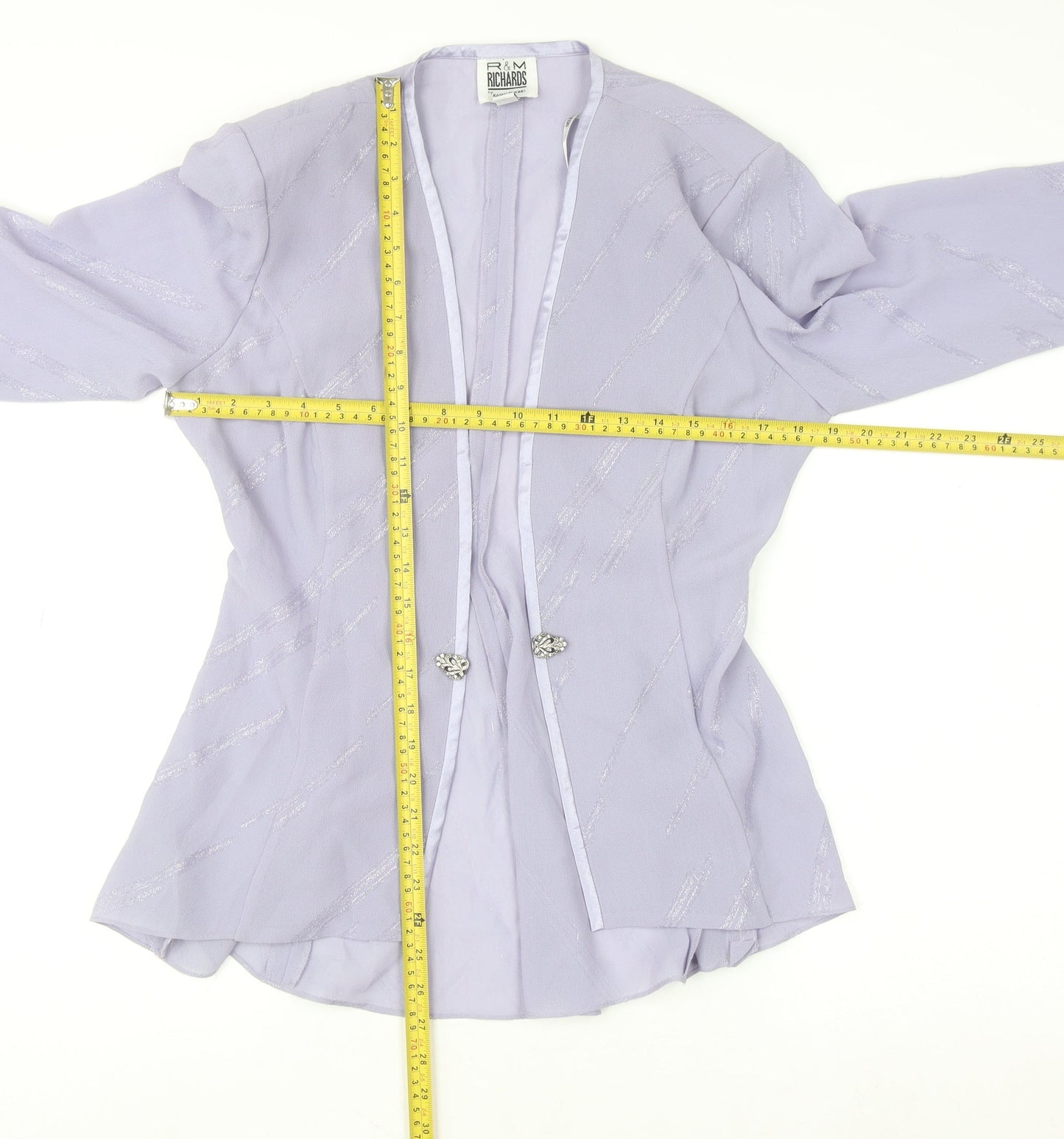 R & M Richards Womens Purple Tunic Blouse Size 8 Long Sleeve Formal Top