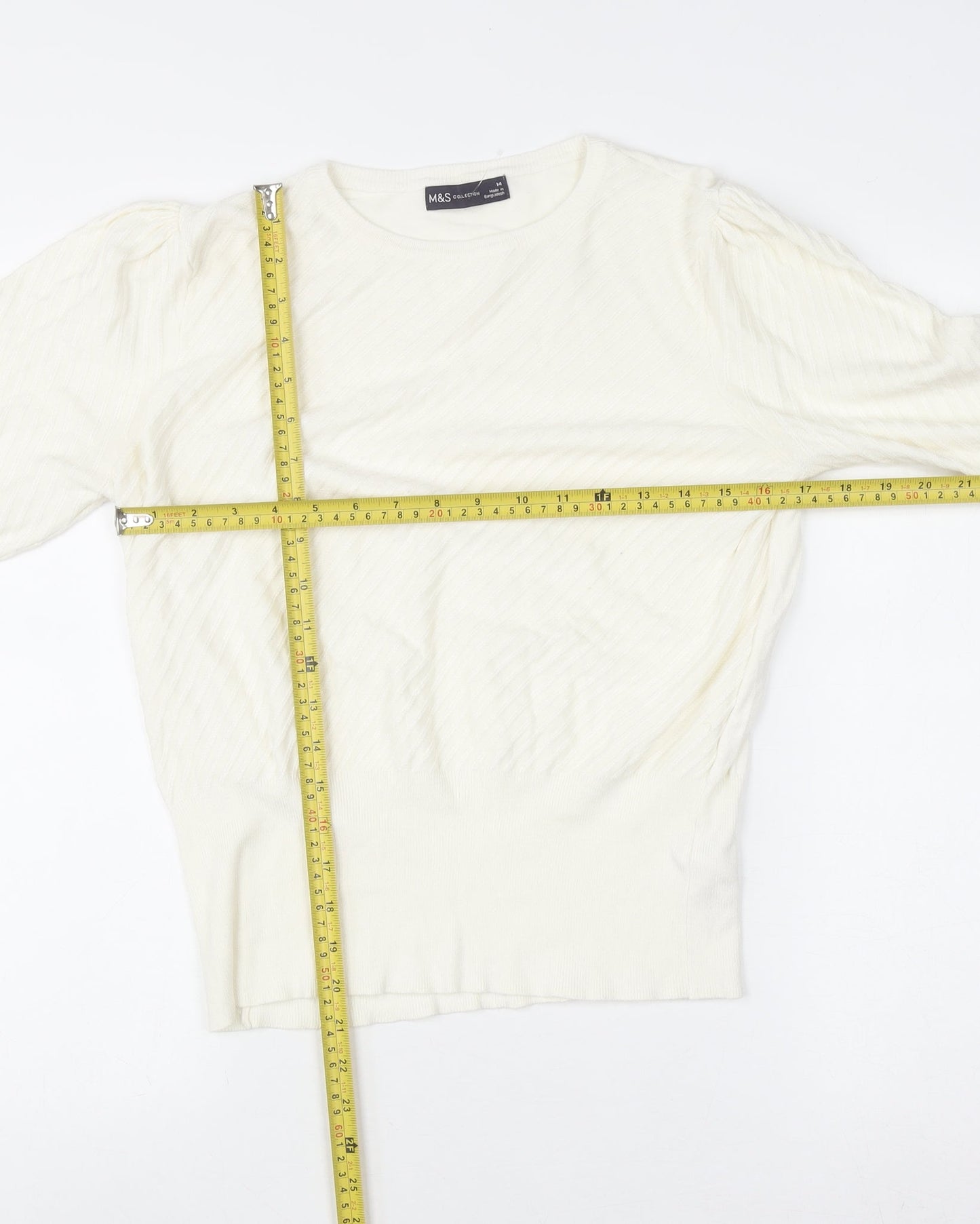 Marks and Spencer Women’s Ivory Crew Neck Long Sleeve Pullover Jumper Size 14