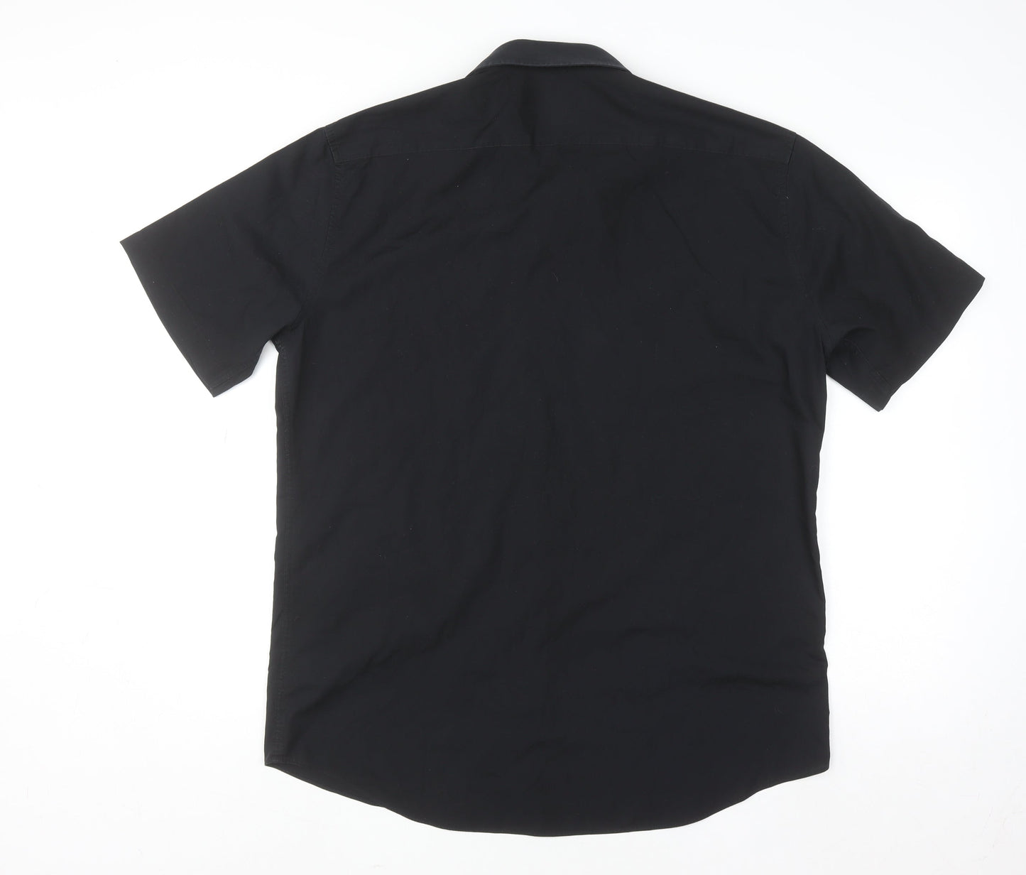 Marks and Spencer Men's Black Tailored Short Sleeve Button-Up Shirt 17/43