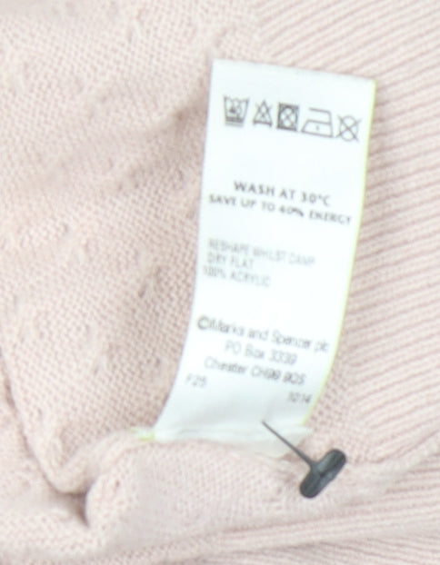 Marks and Spencer Women Pink Knit 3/4 Sleeve Pullover Jumper Size 12