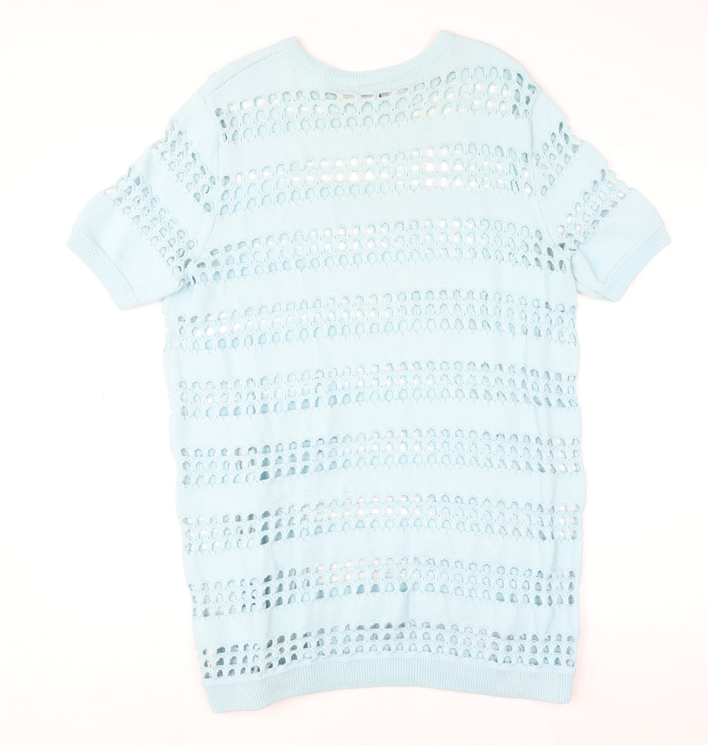 Topshop Women’s Blue Open-Knit Short Sleeve Jumper Size 12