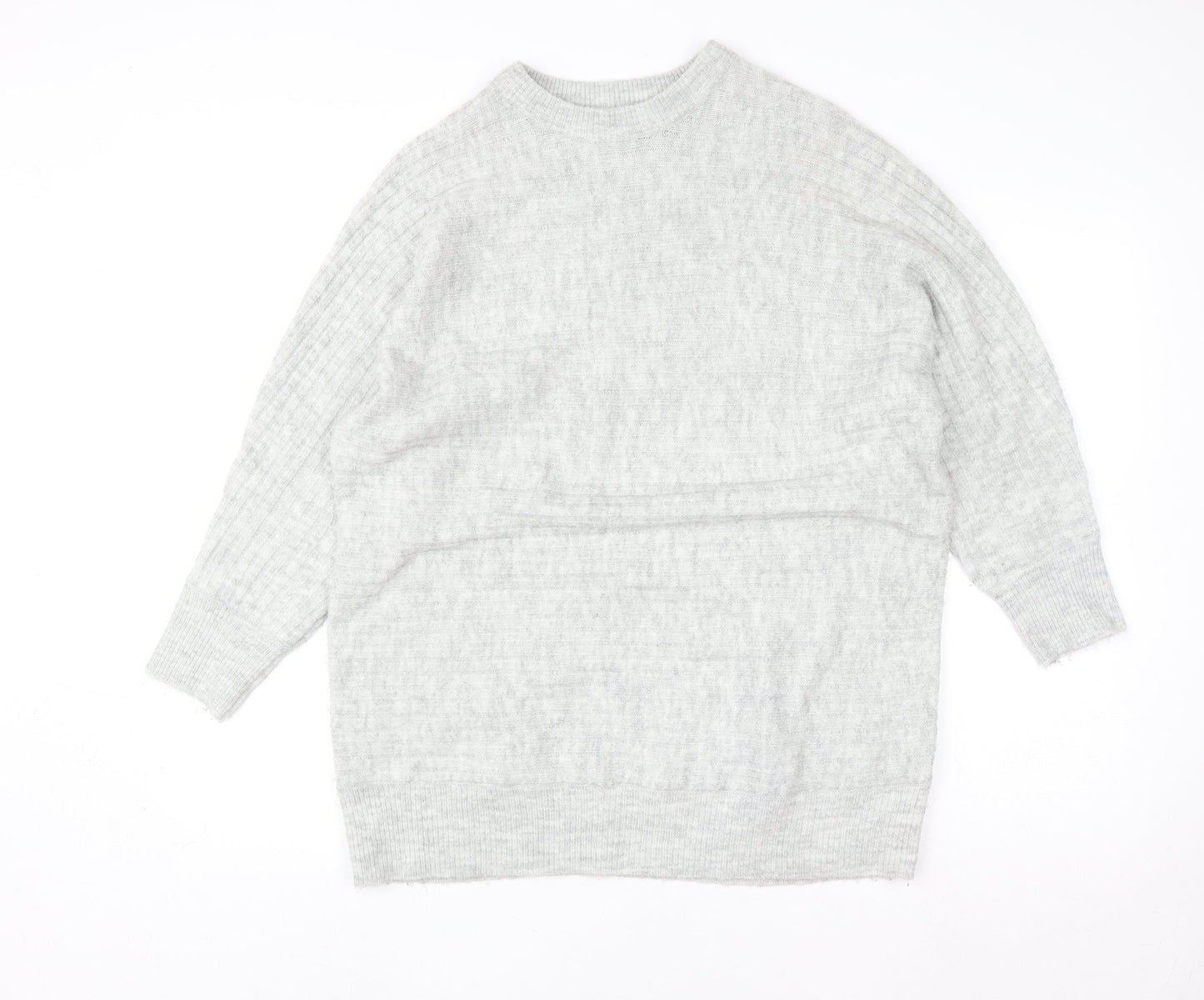 Bonmarché Women’s Grey Acrylic Crew Neck Long Sleeve Pullover Jumper Size 14