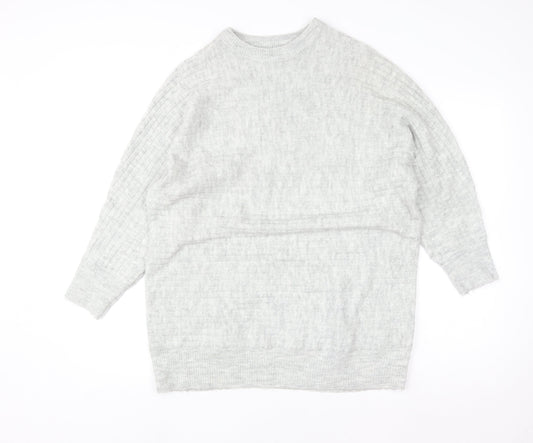 Bonmarché Women’s Grey Acrylic Crew Neck Long Sleeve Pullover Jumper Size 14