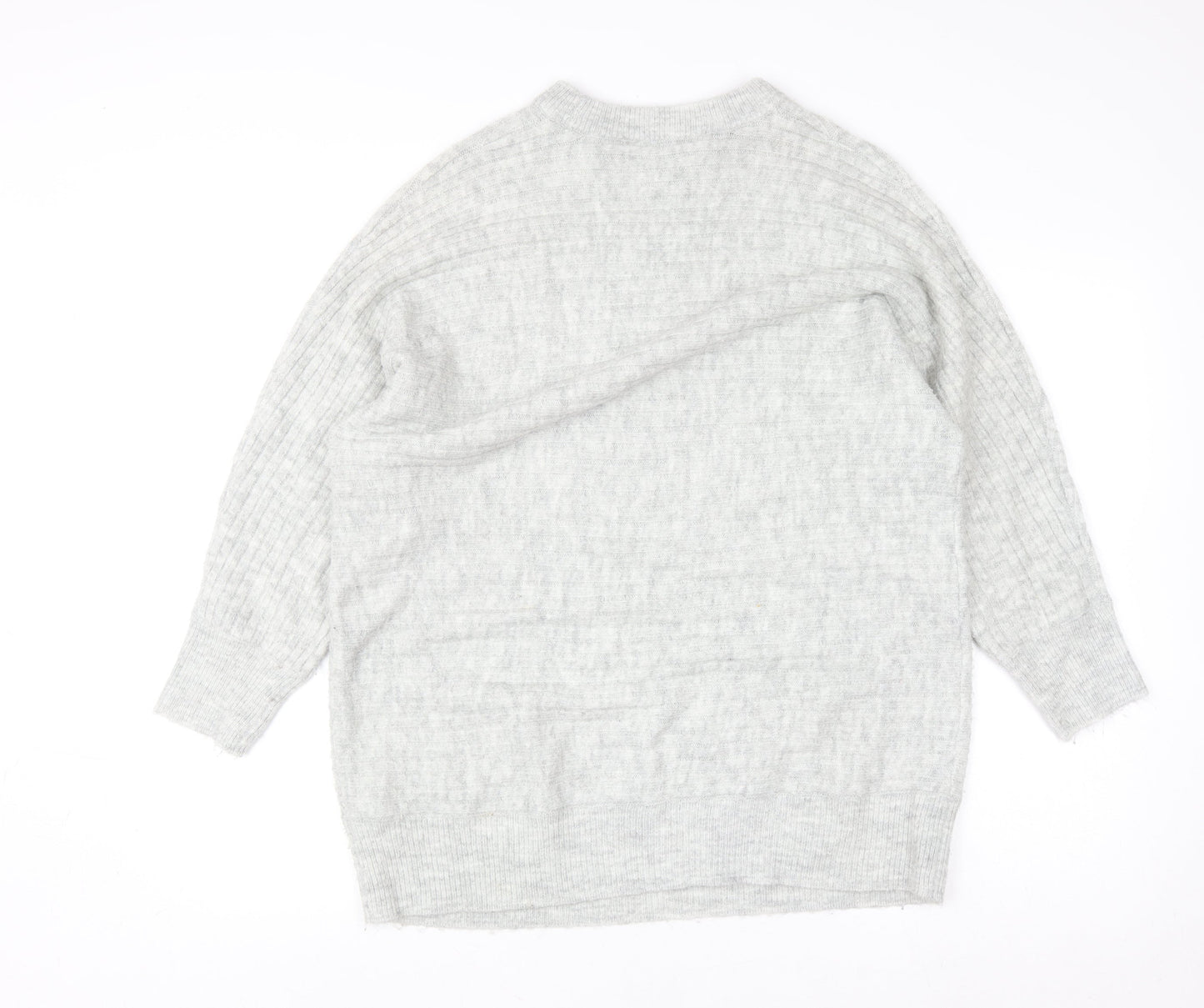 Bonmarché Women’s Grey Acrylic Crew Neck Long Sleeve Pullover Jumper Size 14