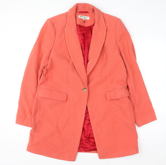Reiss Women’s Orange Wool Blend Mid-Length Overcoat Size M
