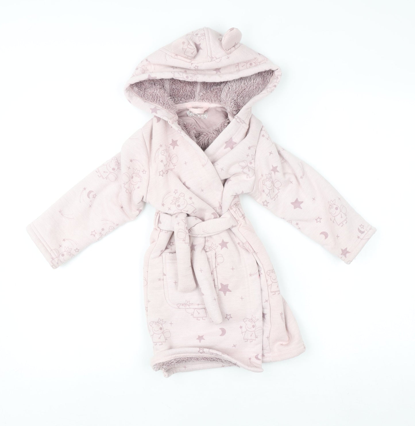 Marks and Spencer Girls Pink Peppa Pig Hooded Robe 2-3 Years Soft Fleece