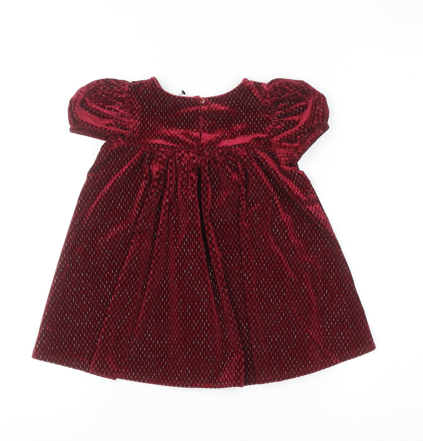 Next Girls Red Velvet A-Line Party Dress 2XS Short Sleeve Winter
