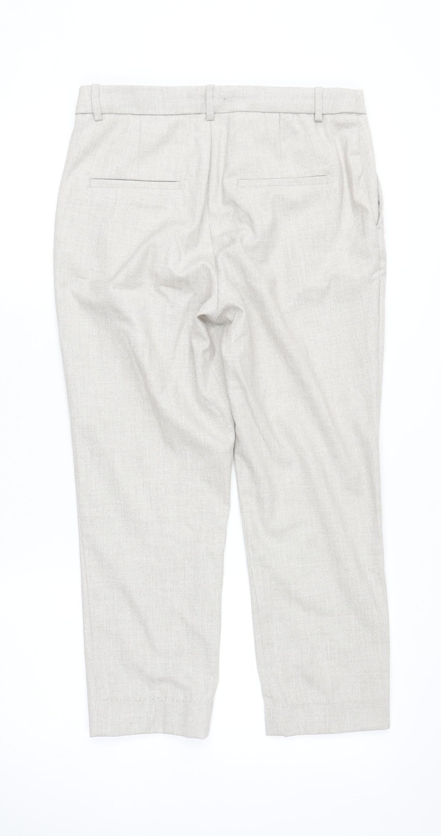 H&M Women’s Beige Dress Pants UK 4 Slim Fit Mid Rise Lightweight Trousers