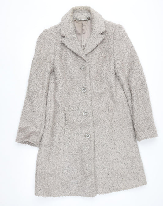 Laura Ashley Women’s Beige Wool Blend Long Coat UK 10 Classic Style