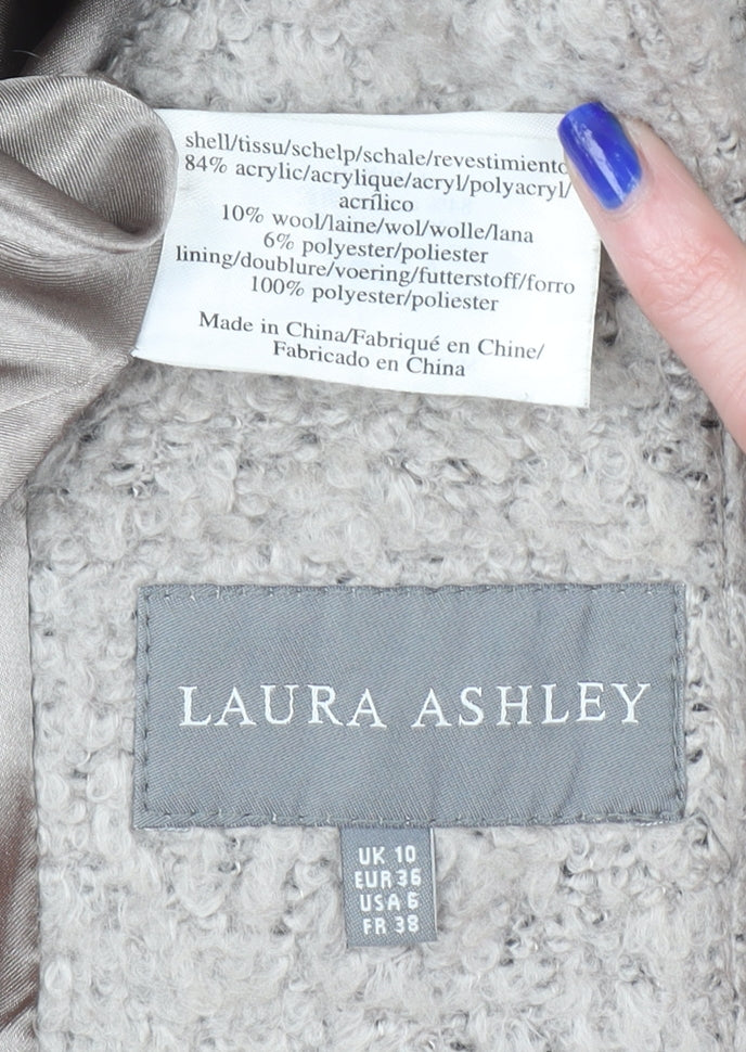 Laura Ashley Women’s Beige Wool Blend Long Coat UK 10 Classic Style