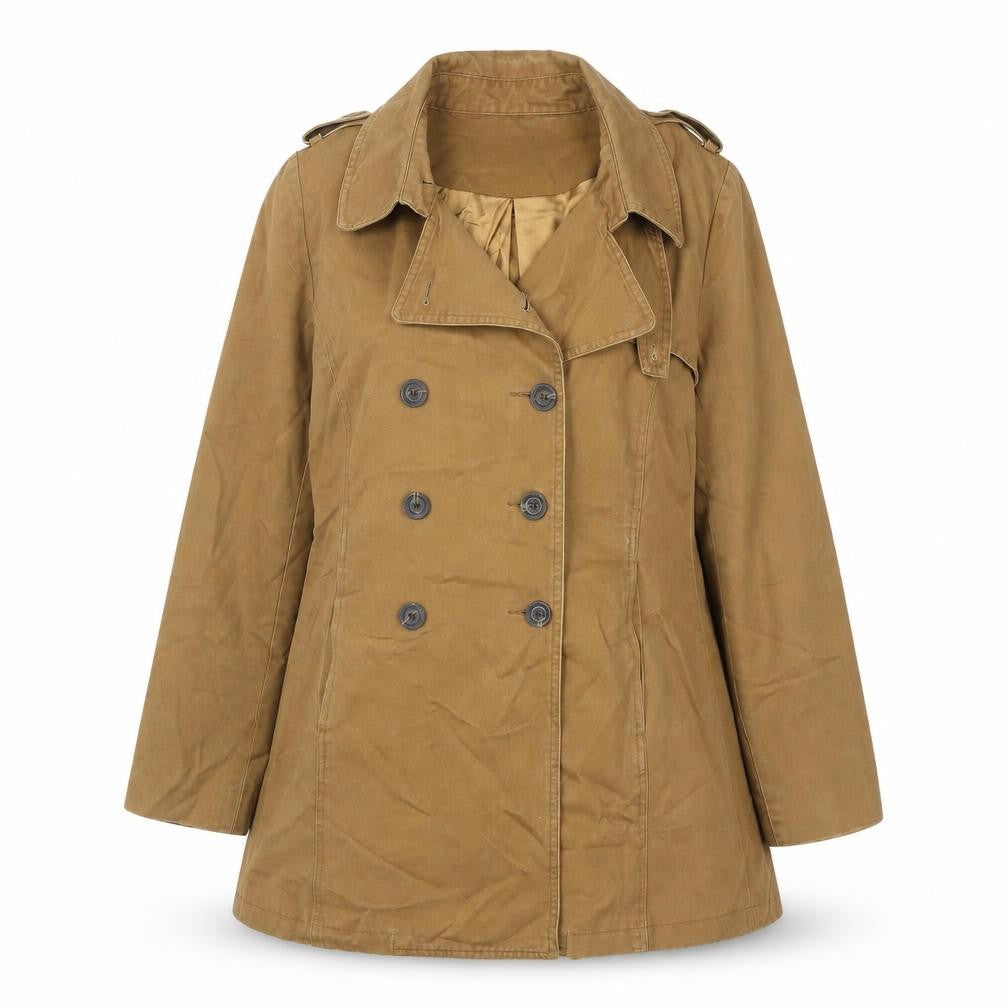 A for Arcade Womens Brown L Trench Coat Cotton Twill Mid-Length