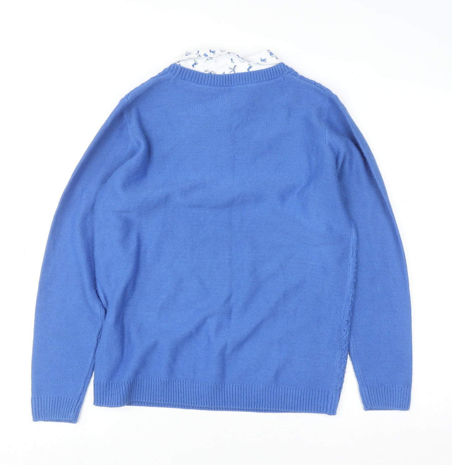 Isle Essentials Women’s Blue Pullover Jumper Medium 14-16 Knit Crew Neck