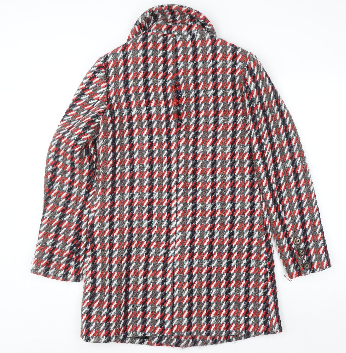 Glamorous Women's Multicoloured Check Wool Blend Mid-Length Coat Size 10