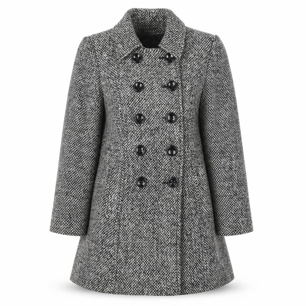 BHS Women Grey Tweed Wool Blend Pea Coat Size 10