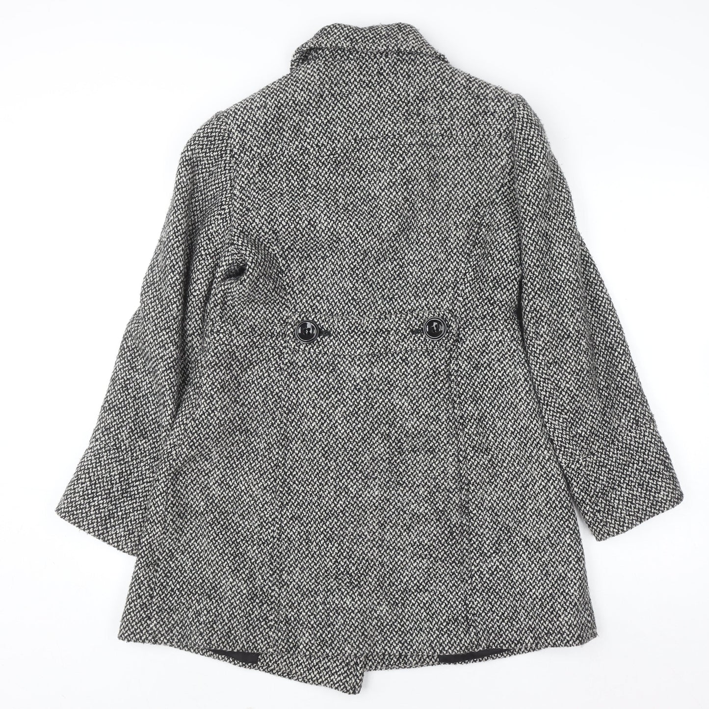 BHS Women Grey Tweed Wool Blend Pea Coat Size 10