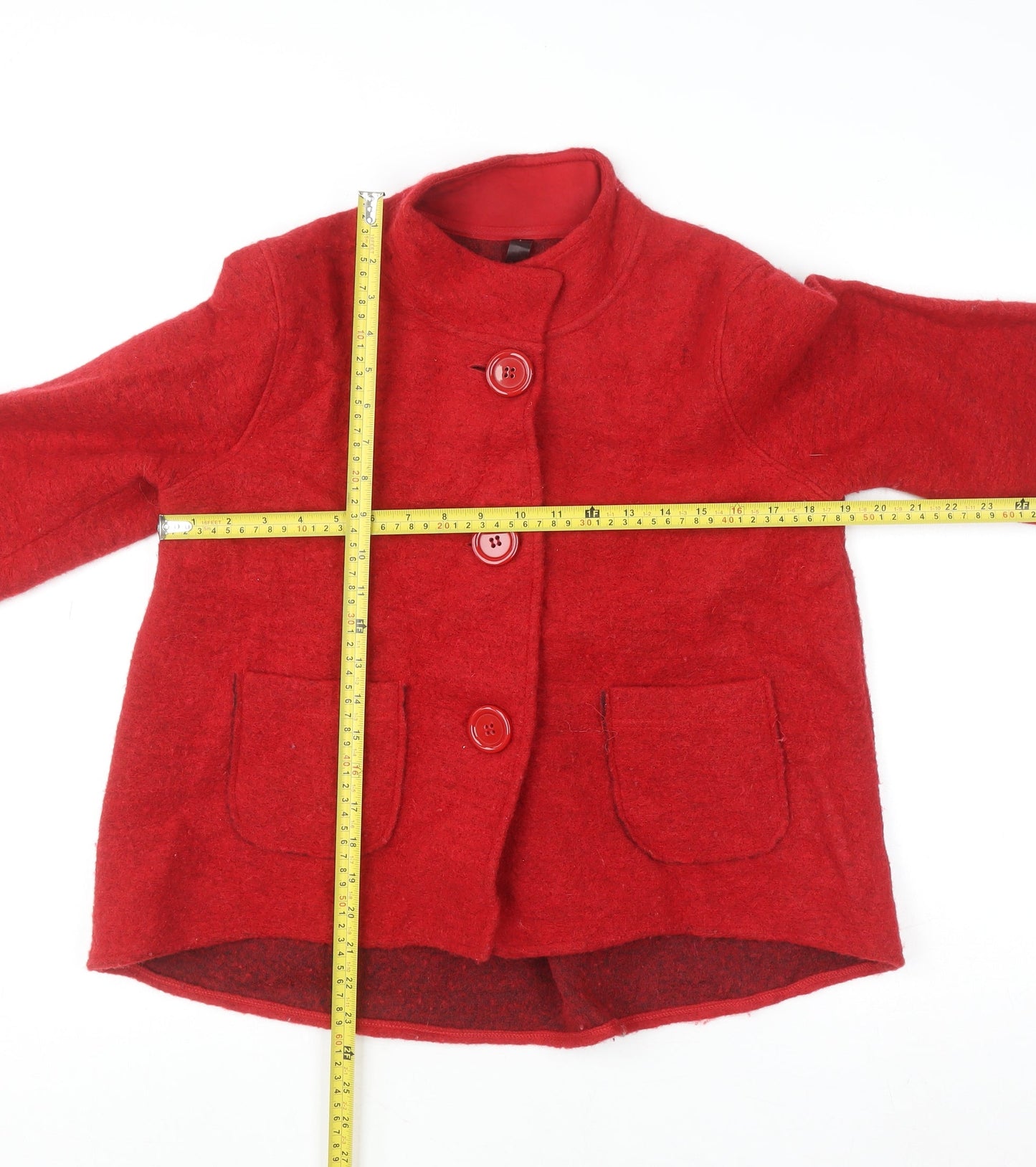 Next Women Red Wool Blend Mid-Length Overcoat Size 14