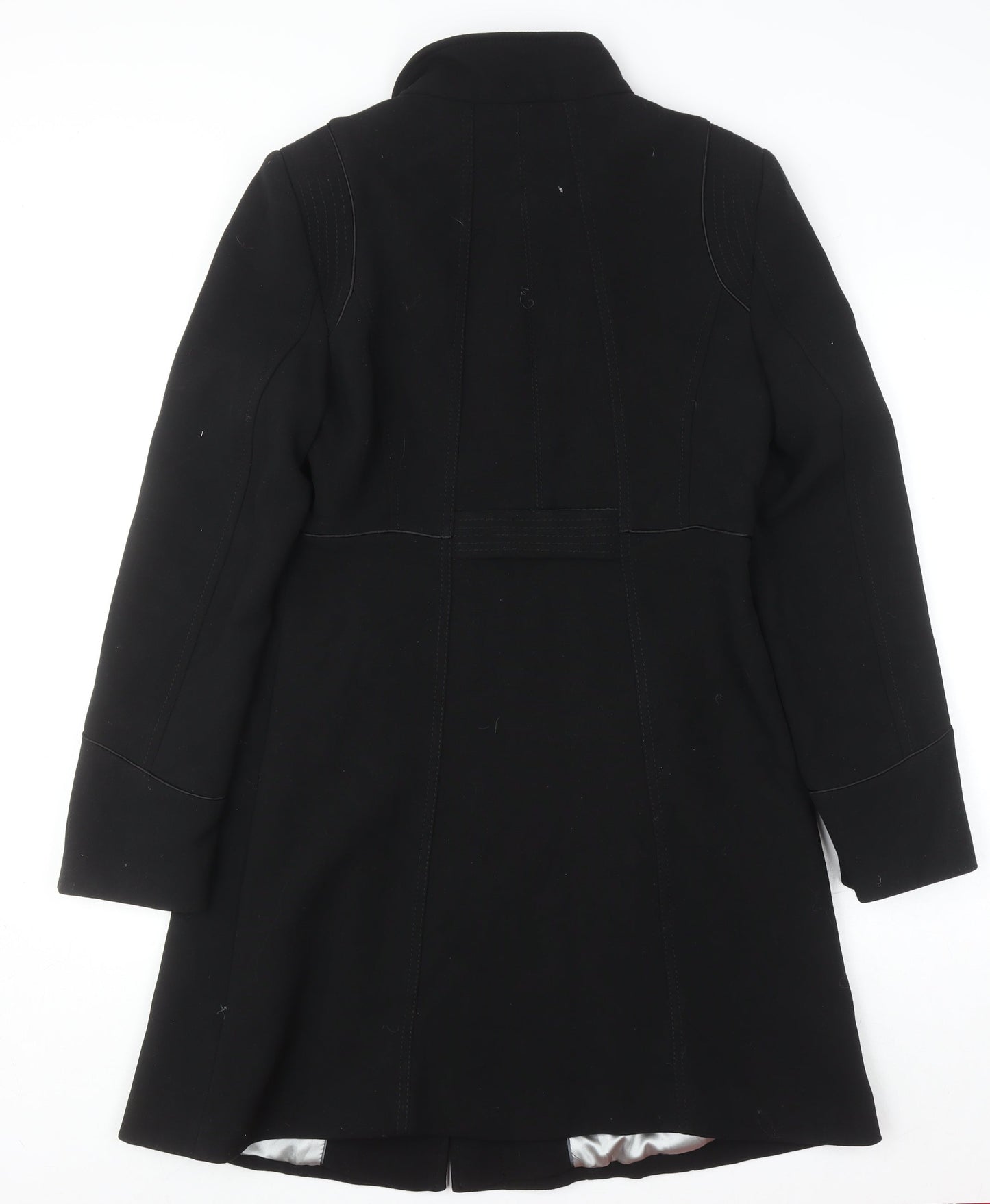 Wallis Women's Black Long Overcoat Size 10 Classic Lined Winter Coat