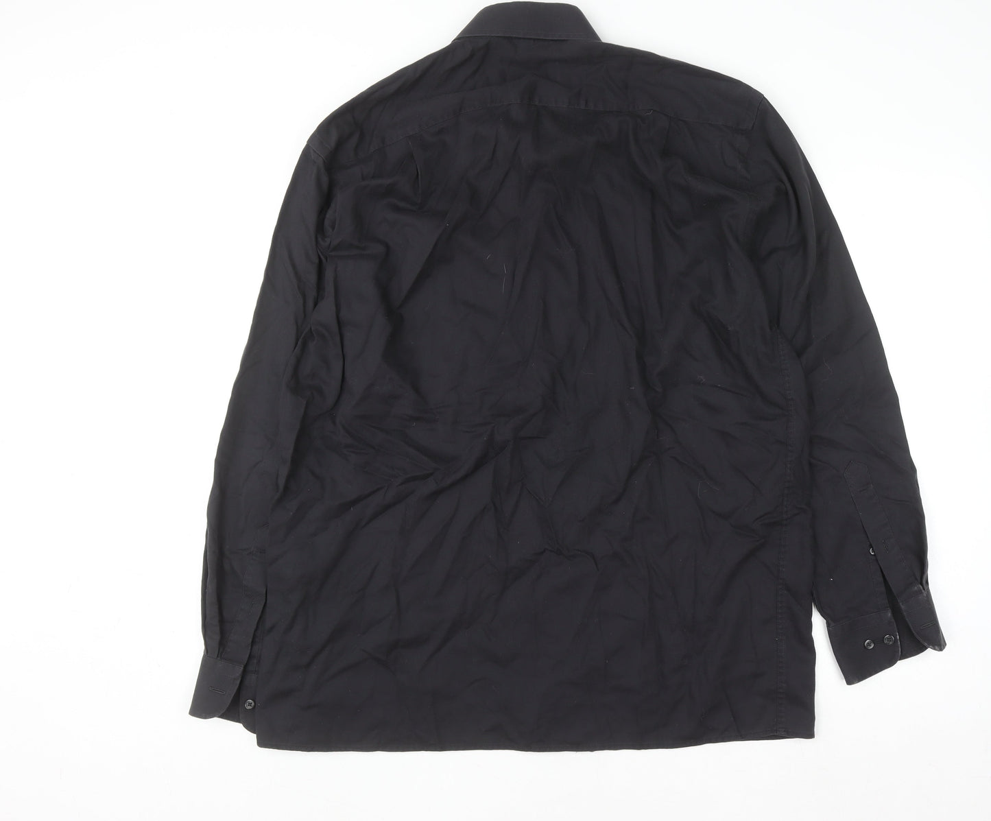 Seidensticker Men’s Black 16.5in Cotton Long Sleeve Button-Up Shirt