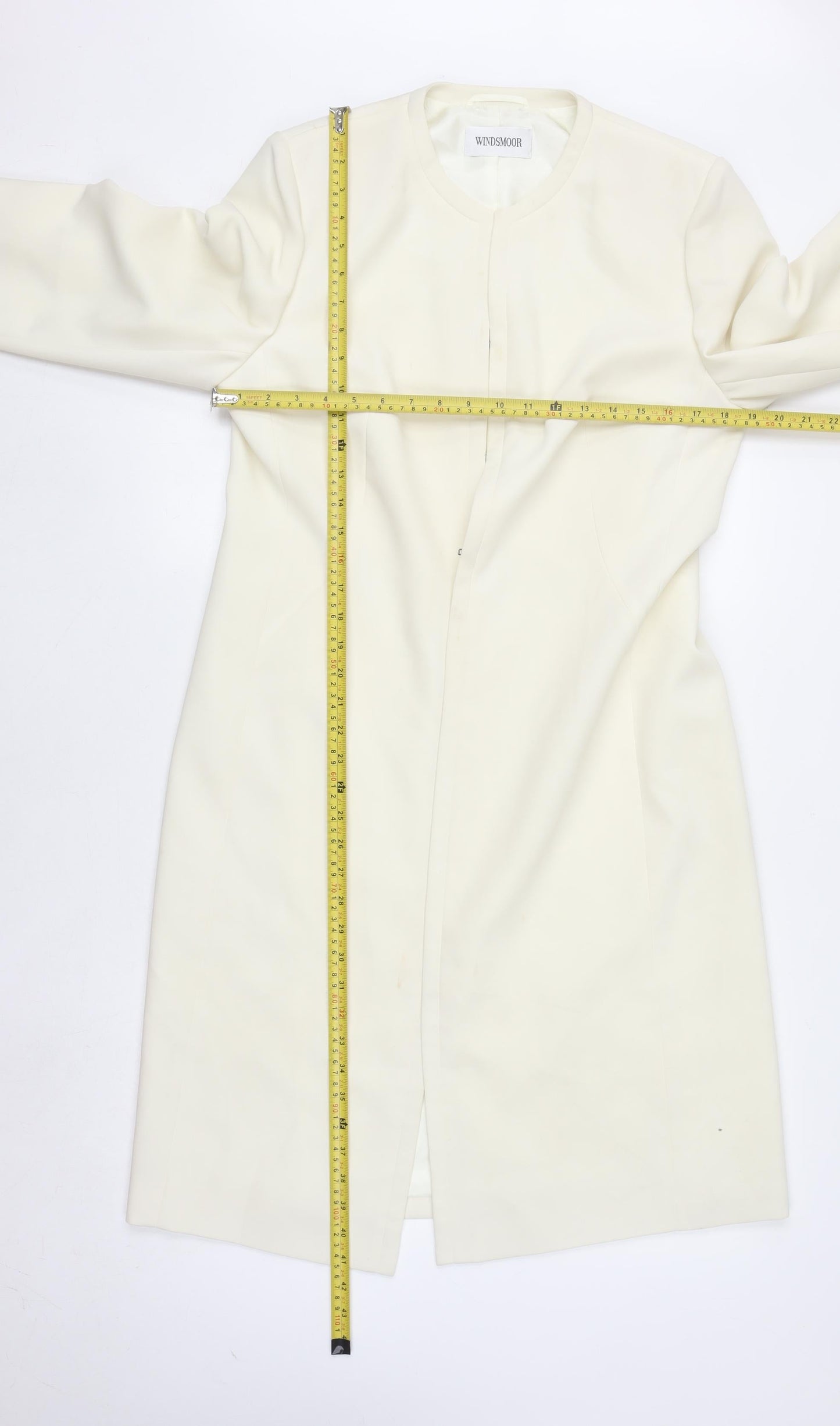 Windsmoor Women Ivory Long Overcoat Size 12 Polyester Formal
