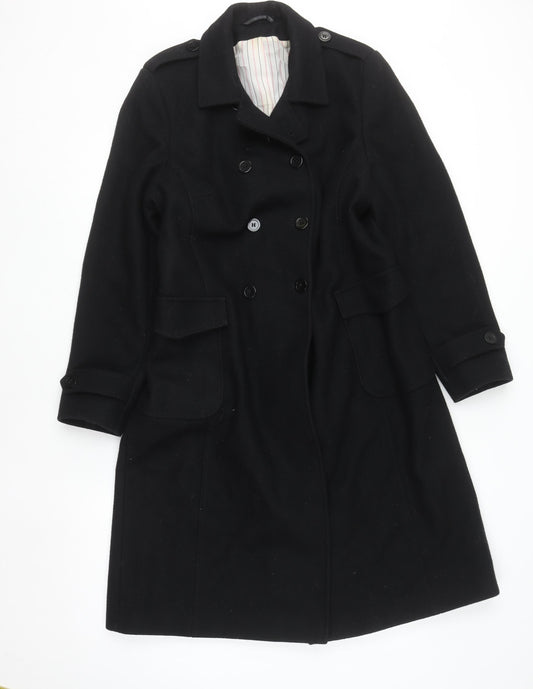 Dorothy Perkins Women’s Black Wool Blend Long Pea Coat Size 14