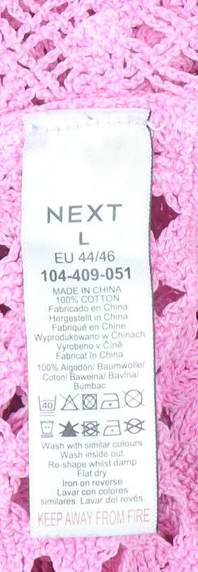 Next Women’s Pink Crochet Cotton Cropped Blouse L