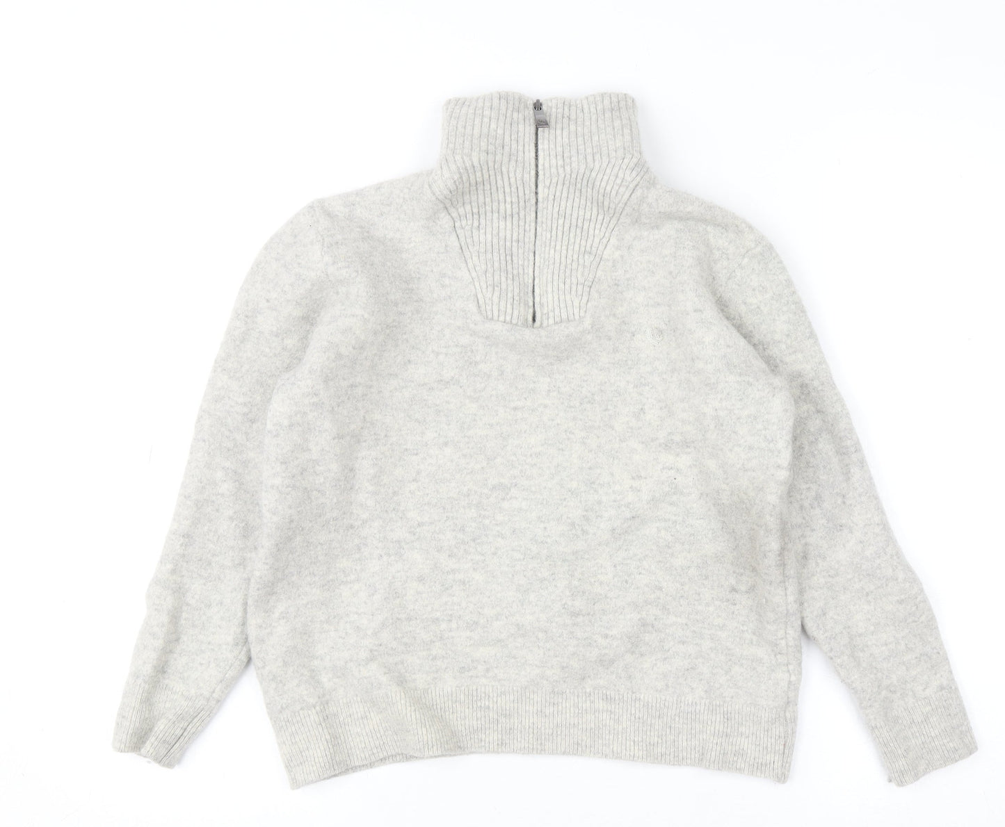 Lincoln Boys Grey Lambswool 1/2 Zip Jumper L Warm Winter Knit