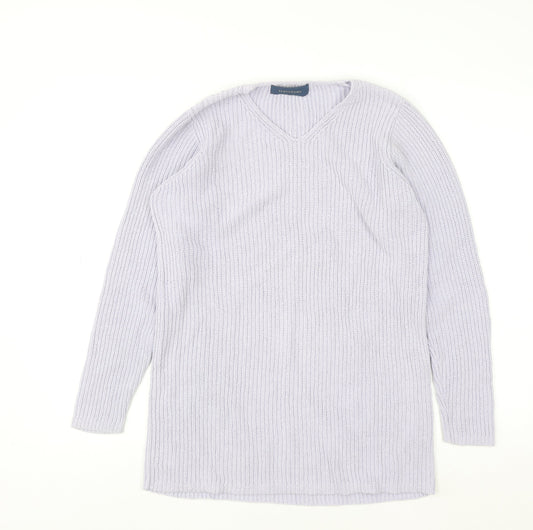 Debenhams Women’s Ivory Cotton V-Neck Chunky Knit Jumper Size 10